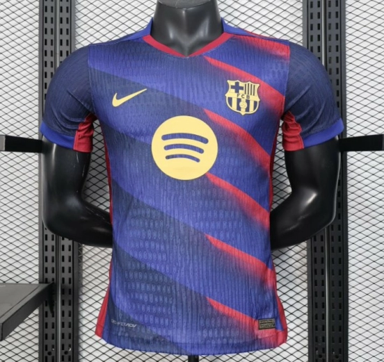 Player Version 25/26 FC Barcelona Blue with Red Diagonal Stripes Jersey