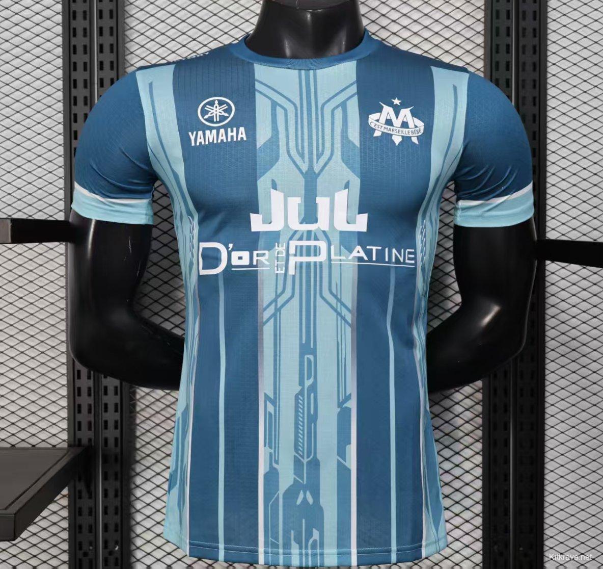 Player Version 25/26 Olympique de Marseille Blue with Geometric Stripes Jersey