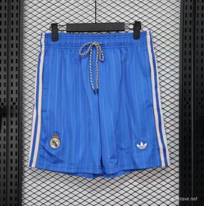 25/26 Real Madrid Blue with White Pinstripes Shorts