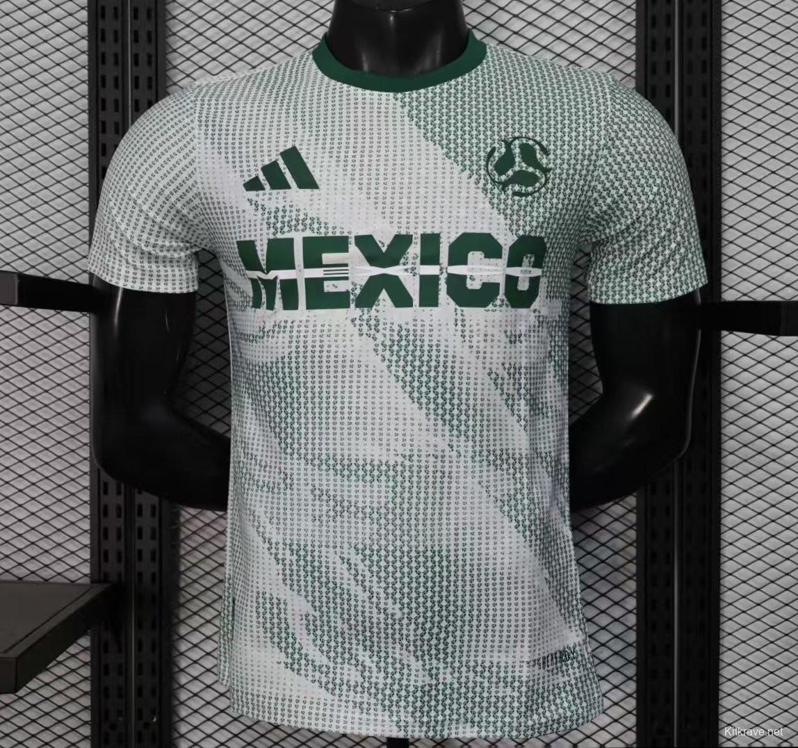 2025 Player Version  Mexico Away White with Halftone Dot Pattern World Cup Commemorative Jersey
