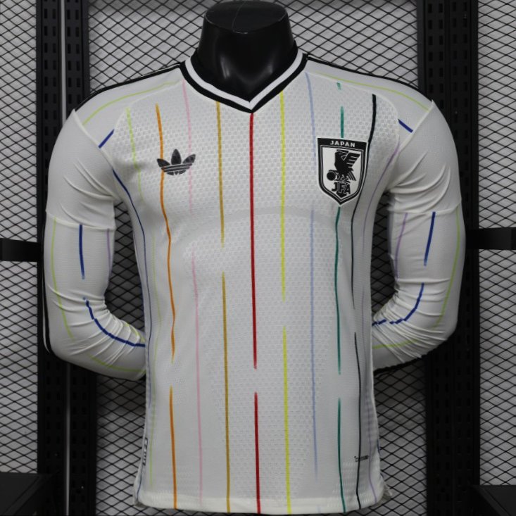 Player Version 2026 Japan Special Edition White with Rainbow  Pinstripe Long Sleeve Jersey
