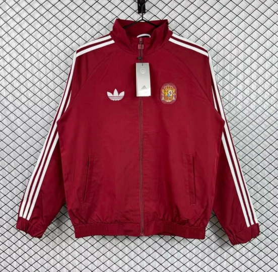 2026 Spain Burgundy Red Full Zipper Windbreaker