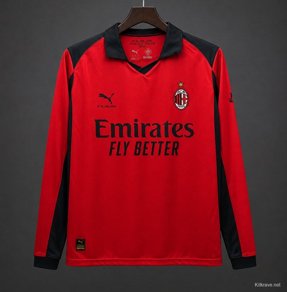 25/26 AC Milan x Slam Jam Limited Edition Long Sleeve Red Forth Jersey