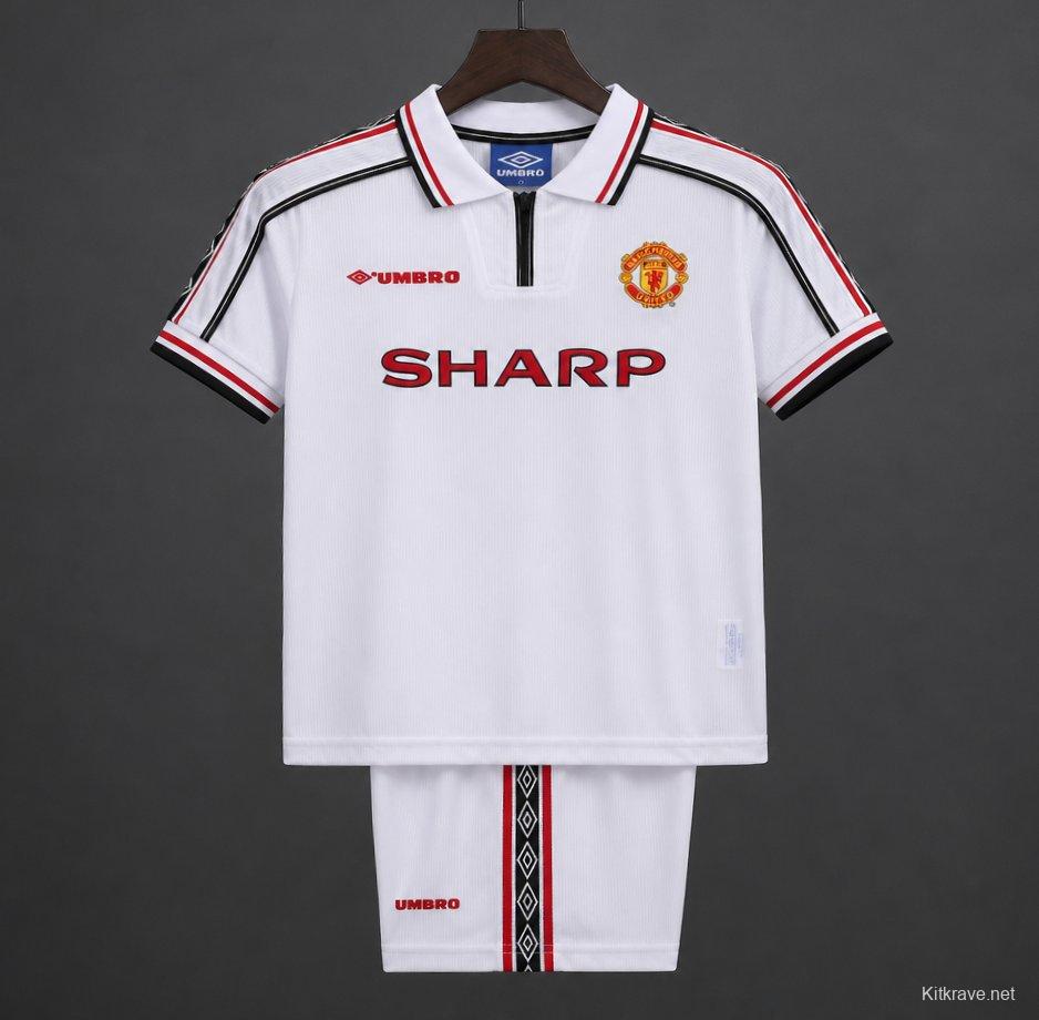 Retro Kids 98/99 Manchester United White Commemorative Jersey