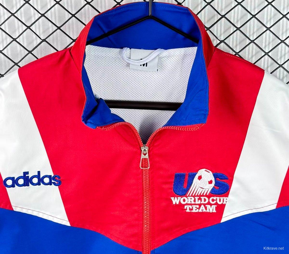 Retro 1994 USA Blue Full Zipper Windbreaker