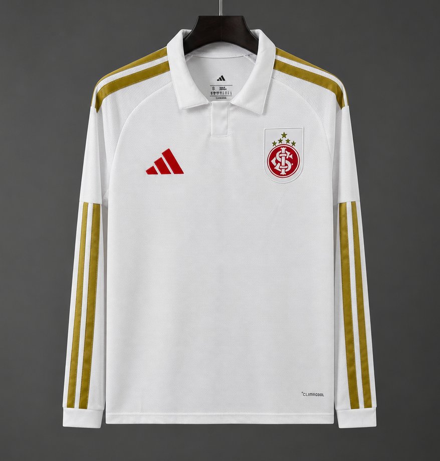 26/27 Sport Club Internacional White with Gold Stripes Long Sleeve Training Jersey