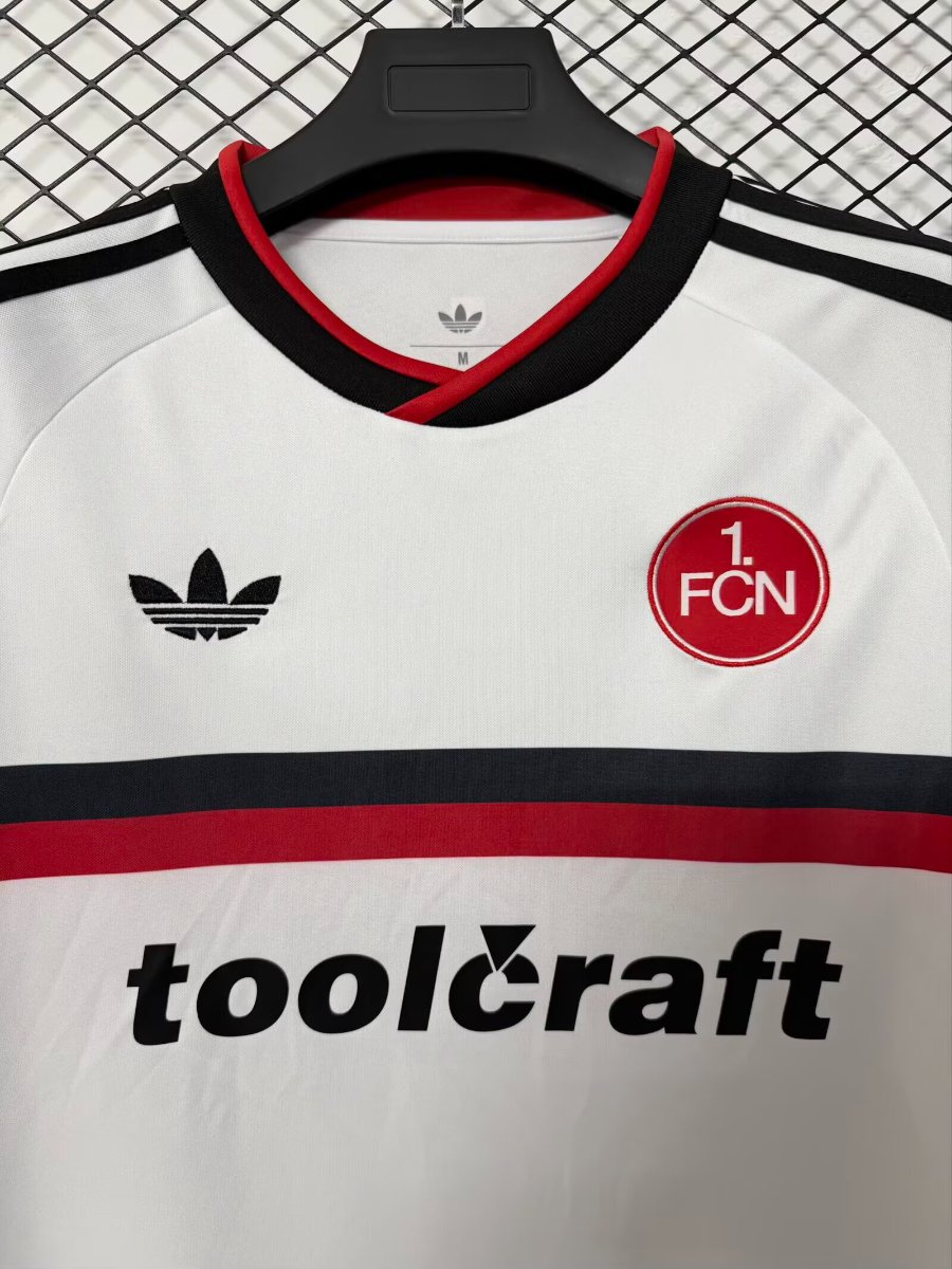 26/27 1. FC Nürnberg White with Black & Red Stripe Away Jersey