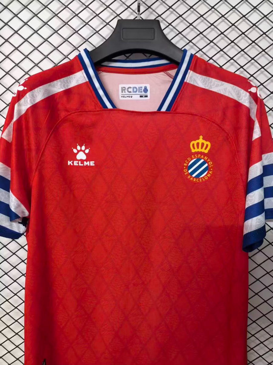26/27 RCD Espanyol Red with Blue & White Stripe  Away Jersey