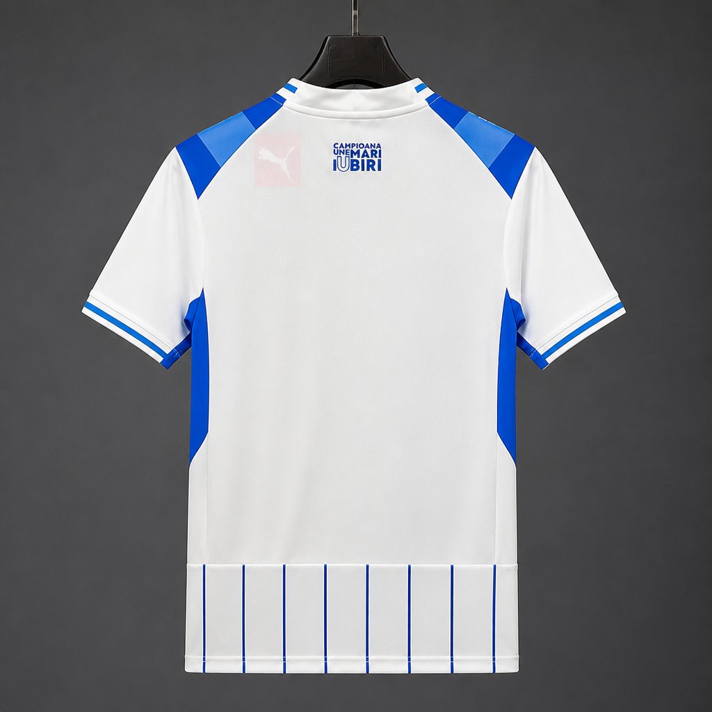 26/27 Universitatea Craiova White & Blue Stripes Home Jersey