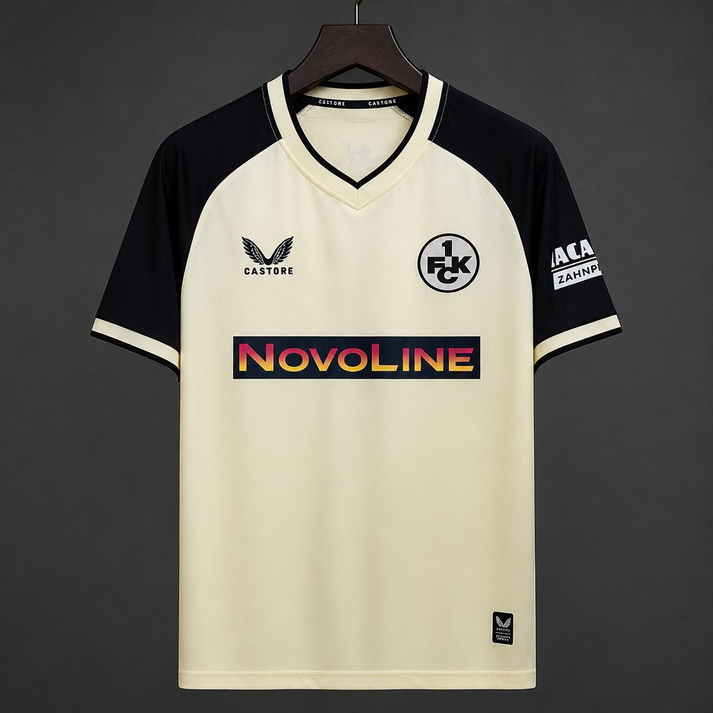 26/27 1. FC Kaiserslautern Cream with Black Sleeves Away Jersey