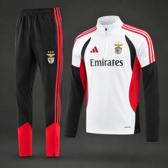 26/27 Benfica White Half Zipper Jacket + Long Pants
