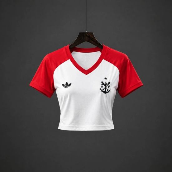 26/27 Flamengo Pre-Match Women White/Red Crop Jersey