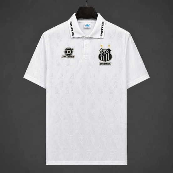 Retro 1994 Santos Pre-Season Home White Black Without Sponsor Jersey