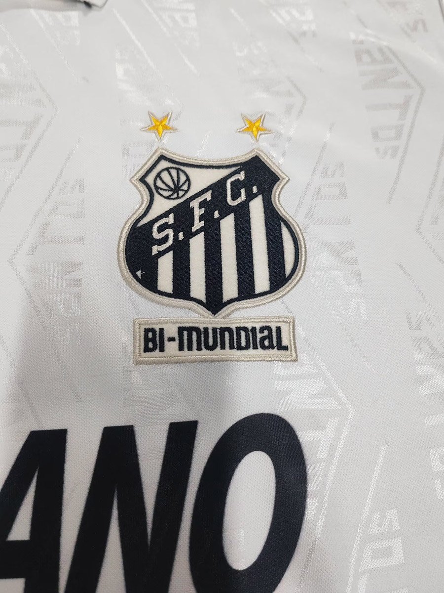 Retro 1994 Santos Pre-Season Home White Black Without Sponsor Jersey
